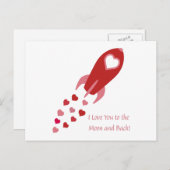 Cartes Pour Fêtes Annuelles Je t'aime jusqu'à la Lune et Retour Fusée (Devant / Derrière)