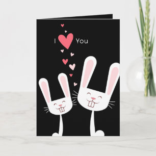 Cartes Pour Fêtes Annuelles Je t'aime Lapin lapins (noir) Valentine