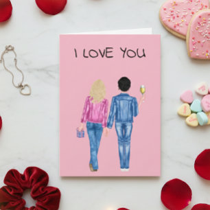 Cartes Pour Fêtes Annuelles Je t'aime petite amie Saint-Valentin aquarelle