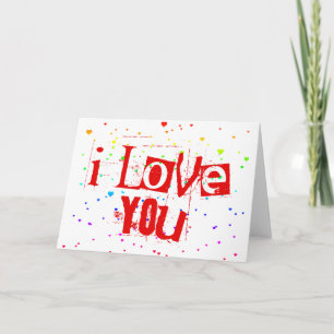 Cartes Pour Fêtes Annuelles JE T'AIME. pleuvoir des coeurs d'arc-en-ciel