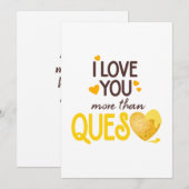 Cartes Pour Fêtes Annuelles Je T'Aime Plus Que Queso (Devant / Derrière)