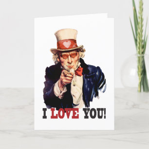 Cartes Pour Fêtes Annuelles Je t'aime - style Valentine d'Oncle Sam