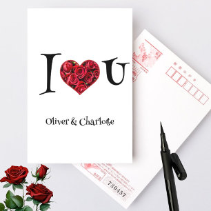 Cartes Pour Fêtes Annuelles Je t'aime Typographie Florale Jour des Valentines 