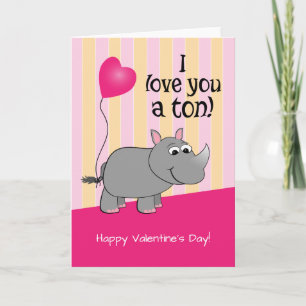 Cartes Pour Fêtes Annuelles Je T'Aime Une Tonne ! La Saint Valentin de Rhino