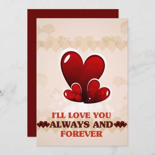 Cartes Pour Fêtes Annuelles Je t'aimerai toujours et pour toujours - Joyeuse S (Devant / Derrière)