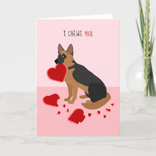 Cartes Pour Fêtes Annuelles Je te mâche berger allemand Saint-Valentin