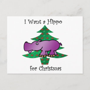 Cartes Pour Fêtes Annuelles Je veux un hippo pour Noël
