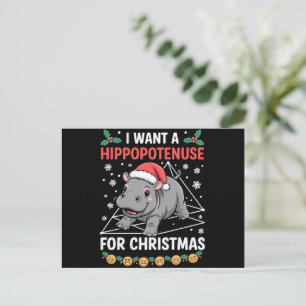 Cartes Pour Fêtes Annuelles Je veux un hippopoténuse pour Noël Prof de maths