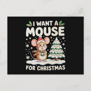 Cartes Pour Fêtes Annuelles Je Veux Une Souris Pour Noël Chapeau De Père Noël