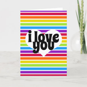 Cartes Pour Fêtes Annuelles je vous aime arc-en-ciel clair coeur blanc valenti