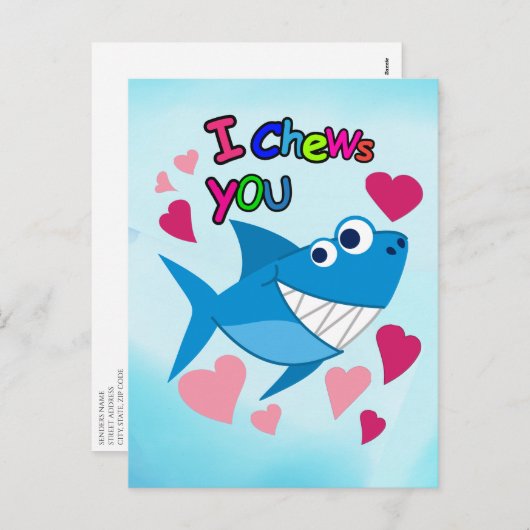 Cartes Pour Fêtes Annuelles JE VOUS CONSULTE | Jolie Saint-Valentin de requin (Devant / Derrière)