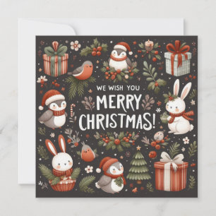 Cartes Pour Fêtes Annuelles Je vous souhaite Joyeux Noël mignon lapins Père No