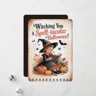 Cartes Pour Fêtes Annuelles "Je vous souhaite un Halloween féérique !" Vintage