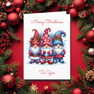 Cartes Pour Fêtes Annuelles Je vous souhaite un Noël festif   Gnomes vacances