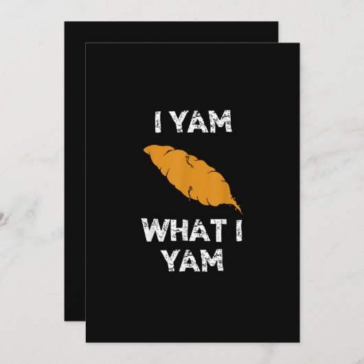 Cartes Pour Fêtes Annuelles Je Yam Ce Que Je Yam Funny Thanksgiving (Devant / Derrière)