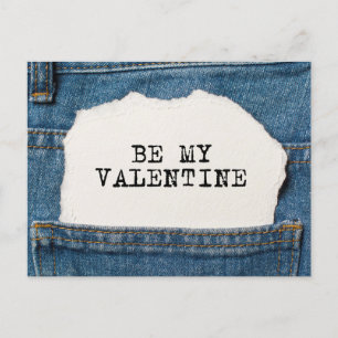 Cartes Pour Fêtes Annuelles Jean bleu moderne Be My Valentine