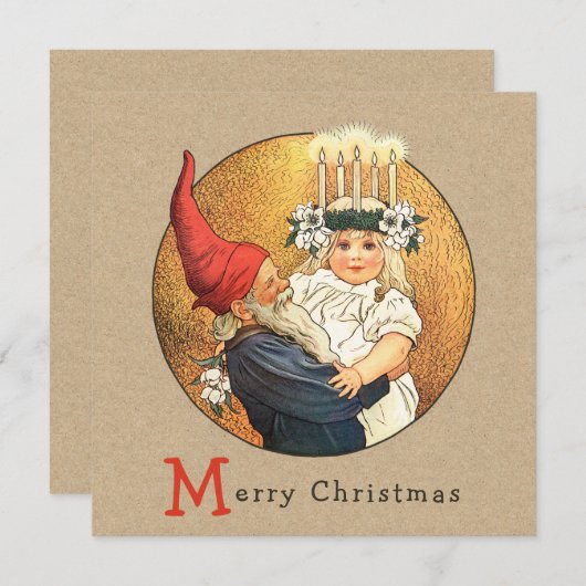 Cartes Pour Fêtes Annuelles Jenny Nyström Tomte et Lucia Noël CC1187 (Devant / Derrière)