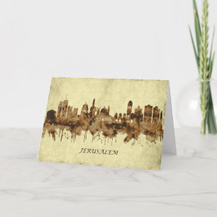 Cartes Pour Fêtes Annuelles Jérusalem Israël Cityscape