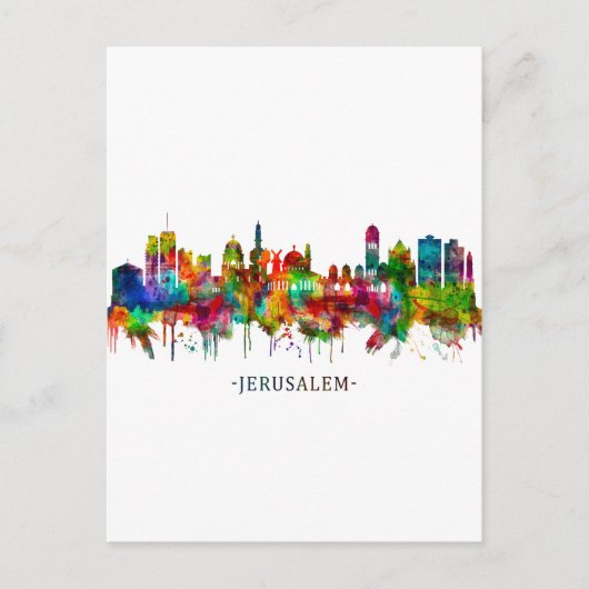 Cartes Pour Fêtes Annuelles Jérusalem Israel Skyline (Devant)