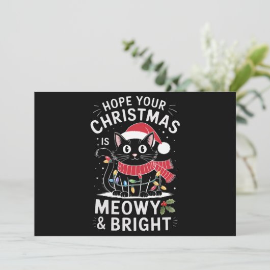 Cartes Pour Fêtes Annuelles J'espère que votre Noël est Meowet Bright Cat Noël (Debout devant)
