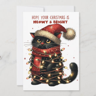 Cartes Pour Fêtes Annuelles J'espère que votre Noël est Meowy & Bright Card