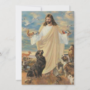 Cartes Pour Fêtes Annuelles Jésus Avec Les Animaux