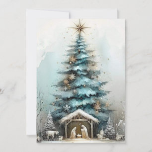 Cartes Pour Fêtes Annuelles Jésus bébé élégant Noël aquarelle Nativité