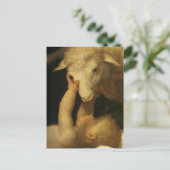 Cartes Pour Fêtes Annuelles Jésus bébé touche l'agneau (Debout devant)