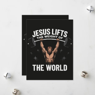 Cartes Pour Fêtes Annuelles Jésus-Christ faisant du soulevé de terre