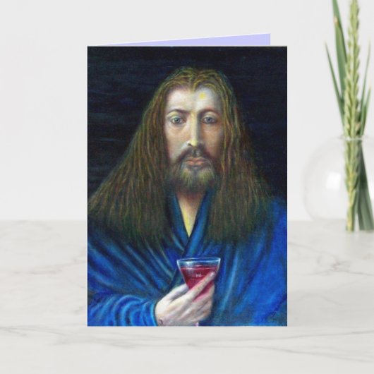 CARTES POUR FÊTES ANNUELLES JÉSUS CHRIST, LA CHALICE (Devant)