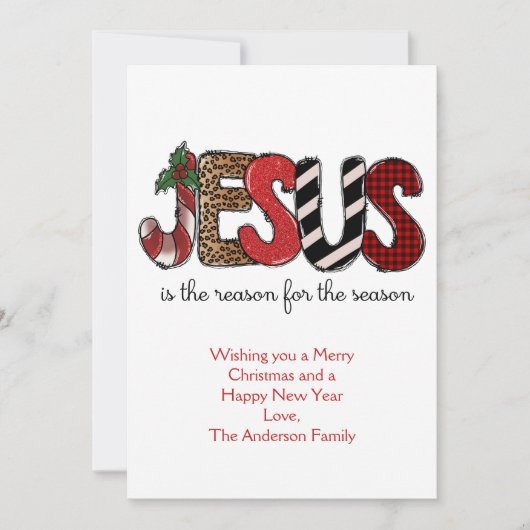 Cartes Pour Fêtes Annuelles Jésus est la raison de la saison Noël (Devant)