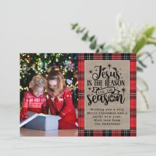 Cartes Pour Fêtes Annuelles Jésus est la raison de la saison plaid de Buffalo