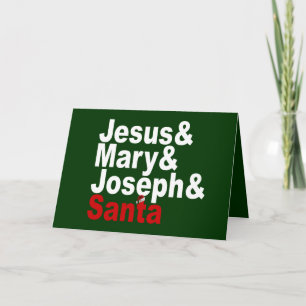 Cartes Pour Fêtes Annuelles Jésus et Mary et Joseph et Santa