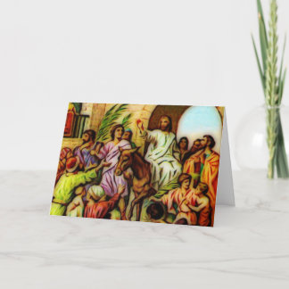 Cartes Pour Fêtes Annuelles Jésus guide l'âne à Jérusalem