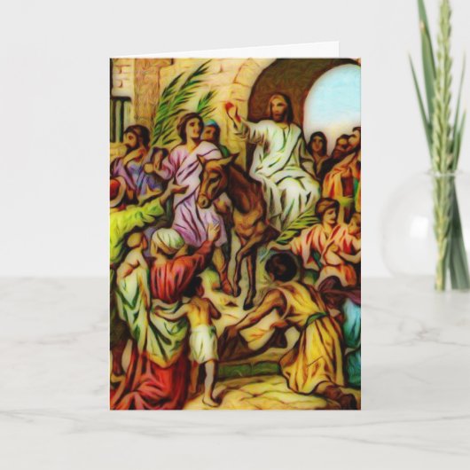 Cartes Pour Fêtes Annuelles Jésus guide l'âne à Jérusalem (Devant)