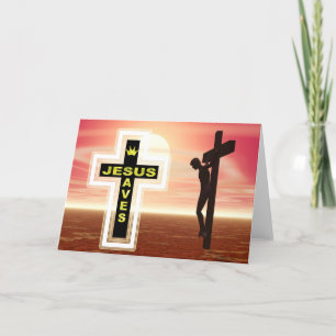 Cartes Pour Fêtes Annuelles Jésus sauve la photo de crucifixion