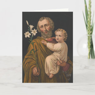 Cartes Pour Fêtes Annuelles Jésus vintage et Saint Joseph Religieux Chrétien