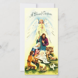 Cartes Pour Fêtes Annuelles Jésus vintage Un Noël béni