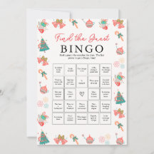 Jeu de Baby shower de Noël - Trouver le Bingo invi
