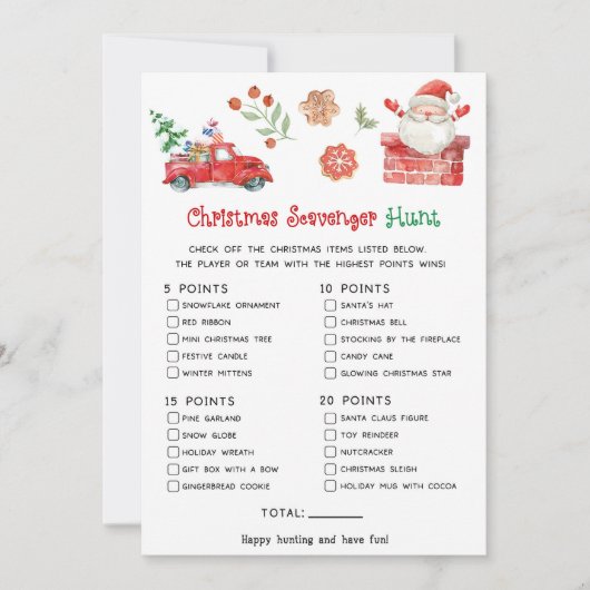 Cartes Pour Fêtes Annuelles Jeu de chasse au trésor de Noël (Devant)