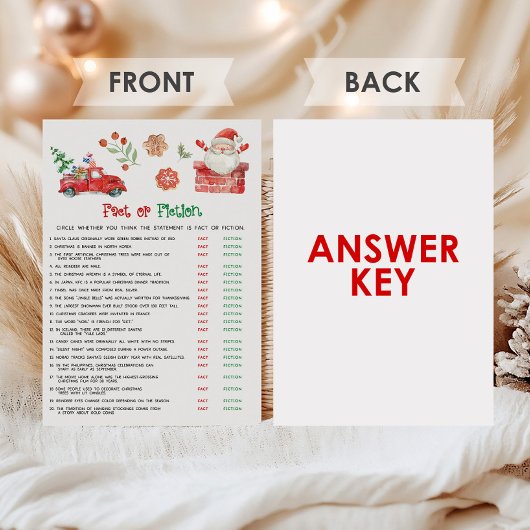 Cartes Pour Fêtes Annuelles Jeu de faits ou de fiction de Noël
