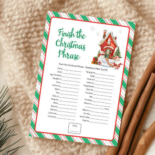 Cartes Pour Fêtes Annuelles Jeu de fin de phrase de Noël