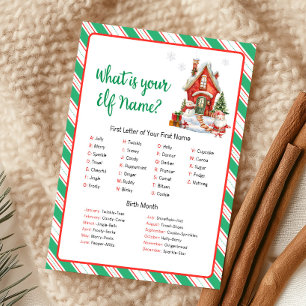 Cartes Pour Fêtes Annuelles Jeu de nom de lutin pour la fête de Noël