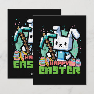 Cartes Pour Fêtes Annuelles Jeu de pixels de lapin de Pâques heureux 