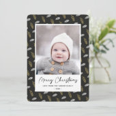 Cartes Pour Fêtes Annuelles Jeu de plaisir bleu moderne Gold Pine Cône Noël (Debout devant)