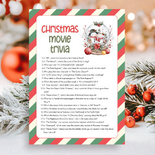 Cartes Pour Fêtes Annuelles Jeu de quiz de film de Noël