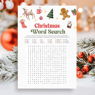 Cartes Pour Fêtes Annuelles Jeu de recherche de mots de Noël