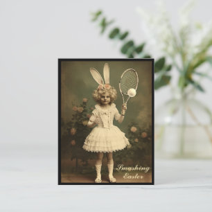 Cartes Pour Fêtes Annuelles Jeu de tennis vintage fille Joyeux Pâques
