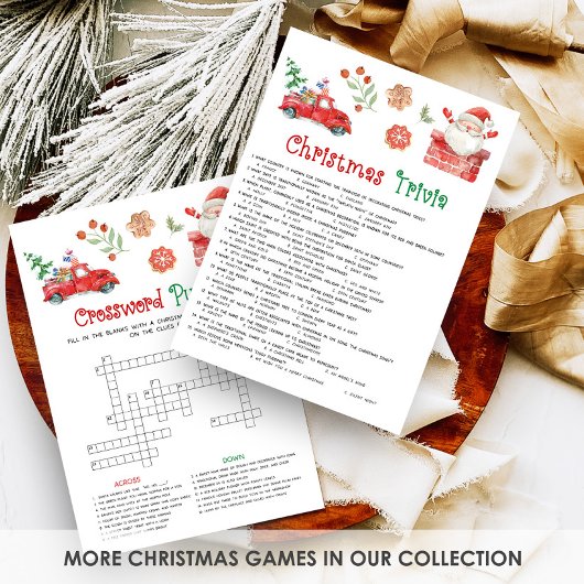 Cartes Pour Fêtes Annuelles Jeu de trivia de Noël Santa