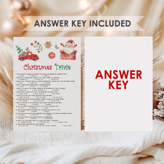 Cartes Pour Fêtes Annuelles Jeu de trivia de Noël Santa